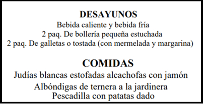 Menú de centro especializado en Alzheimer